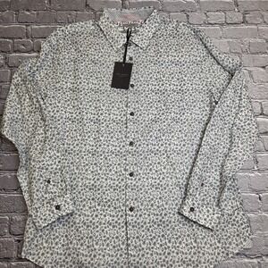 Ted Baker London Palm Tree Print Button Up Shirt Regular 3XL Linen Blend